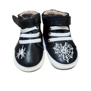 A Bear Co‎ Toddler Size 2 Spider Web High Top Sneakers Leather Black Goth Punk